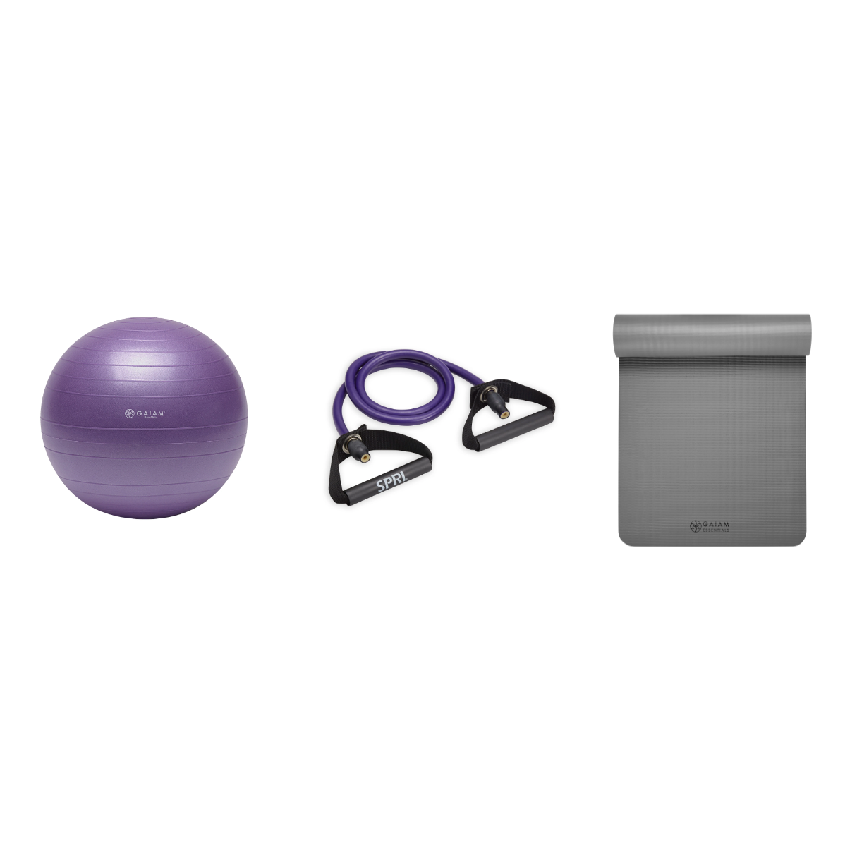 Fitness Bundle - Balance Ball (55cm), Xertube (Ultra Heavy), Fitness Mat (Grey)