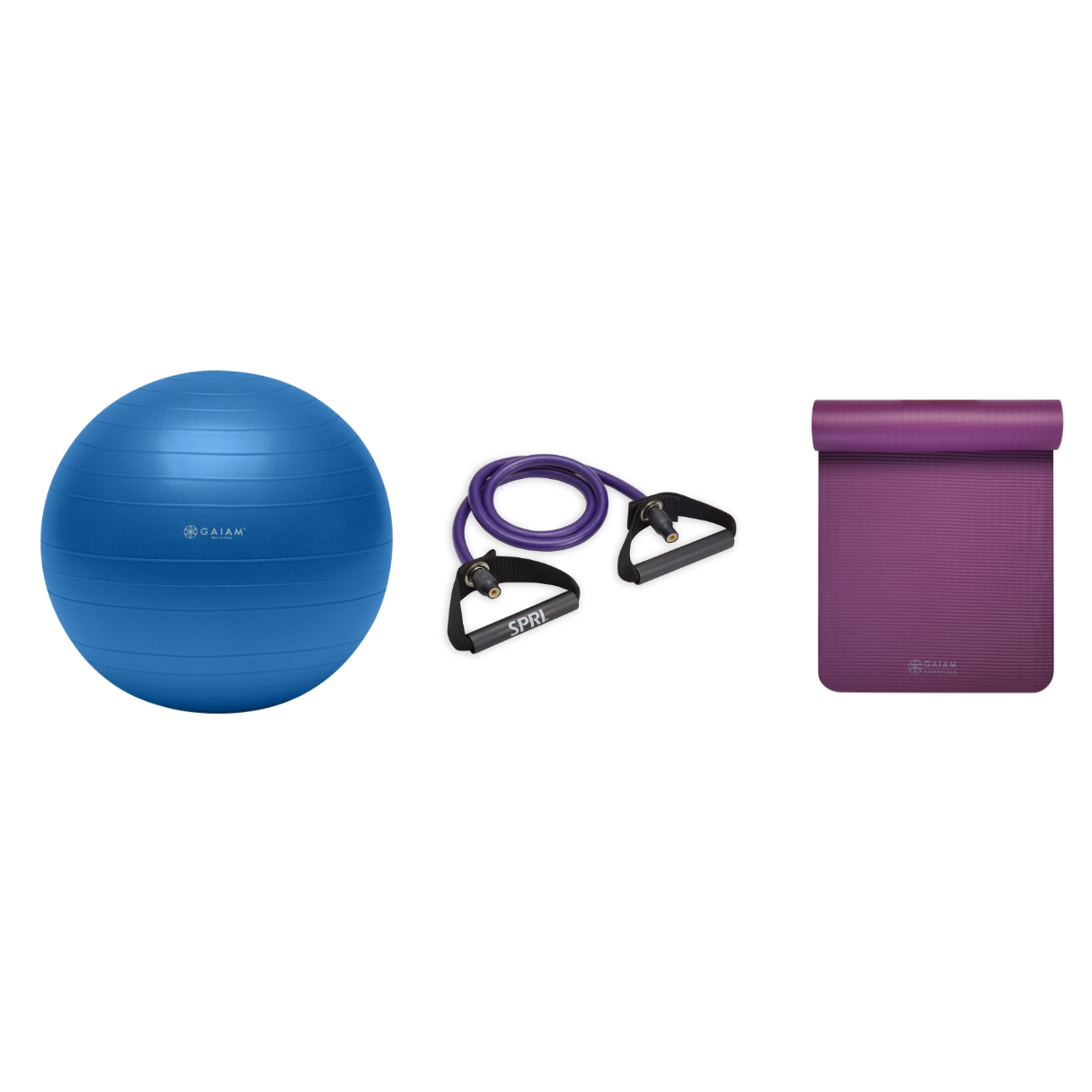 Fitness Bundle - Balance Ball (75cm), Xertube (Ultra Heavy), Fitness Mat (Purple)